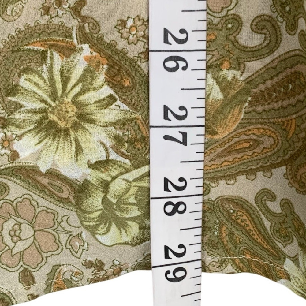 Retro Top Women's Size XL Peplum Sheer Fairy Tie Back Bell Sleeves Paisley - Picture 5 of 5